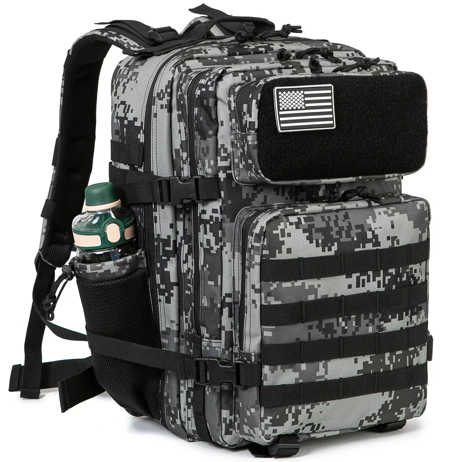 45L Tactical Backpack - 900D Waterproof MOLLE Rucksack for Hiking, Camping, Travel & School