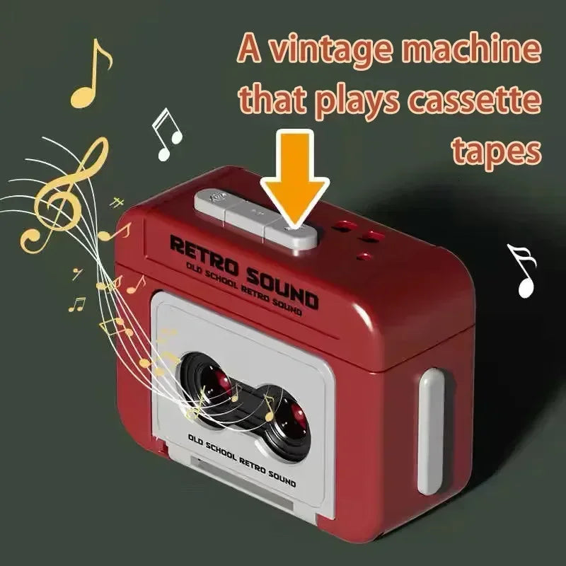 Recordable Vintage Tape Recorder Keychain - Mini Retro Cassette Key Chain for Couples - Red & Blue