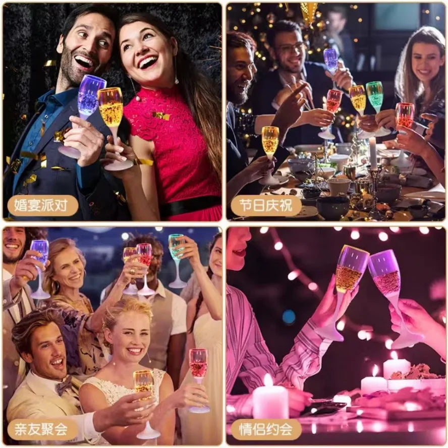 6-Color LED Light-Up Drink Cups - Flashing Wine & Beer Glasses for Parties, Weddings & Christmas