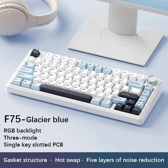 75% RGB Mechanical Gaming Keyboard — 2.4G Wireless, Bluetooth & Wired USB, Hot-Swap Switches, Gasket Mount, OEM Profile