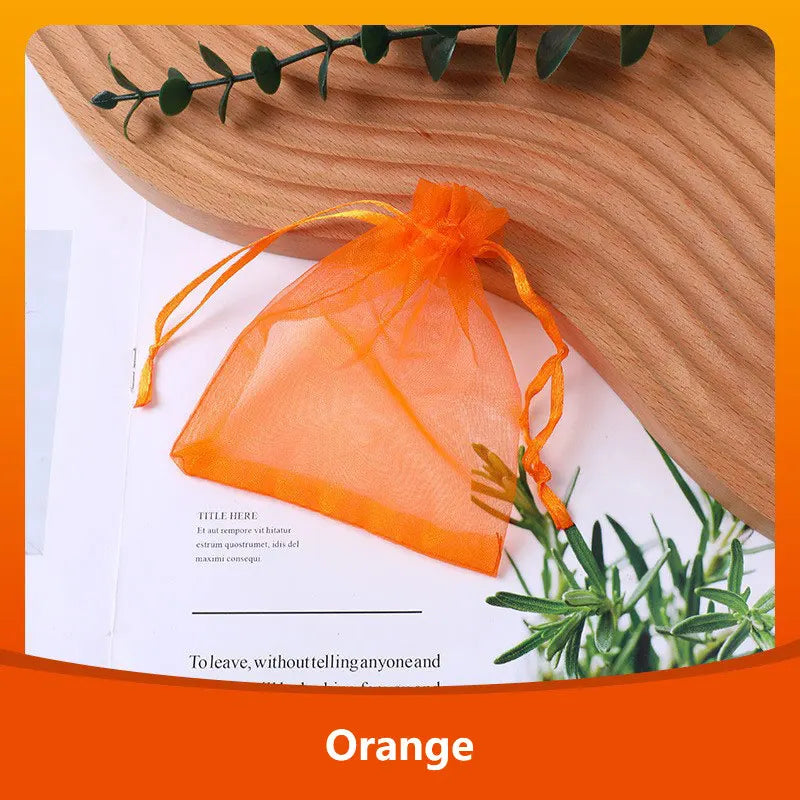 100-Pack Organza Drawstring Bags Assorted Sizes (7x9, 9x12, 10x15, 13x18 cm / 2.8x3.5, 3.5x4.7, 3.9x5.9, 5.1x7.1 in) - Jewelry & Gift Pouches for Wedding Party