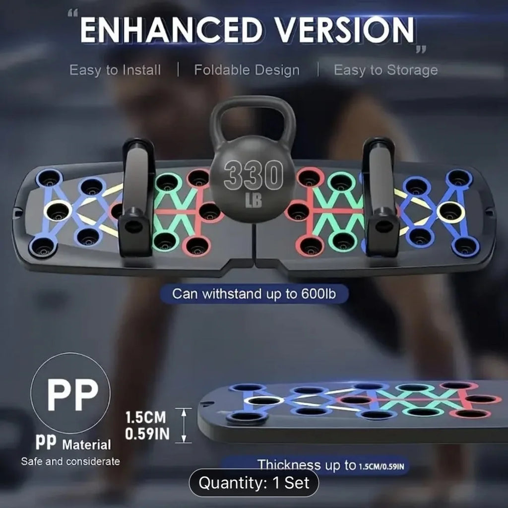 Adjustable Foldable Push-Up Board with Handles – Home Workout Stand for Chest, Triceps, Core & Strength Training