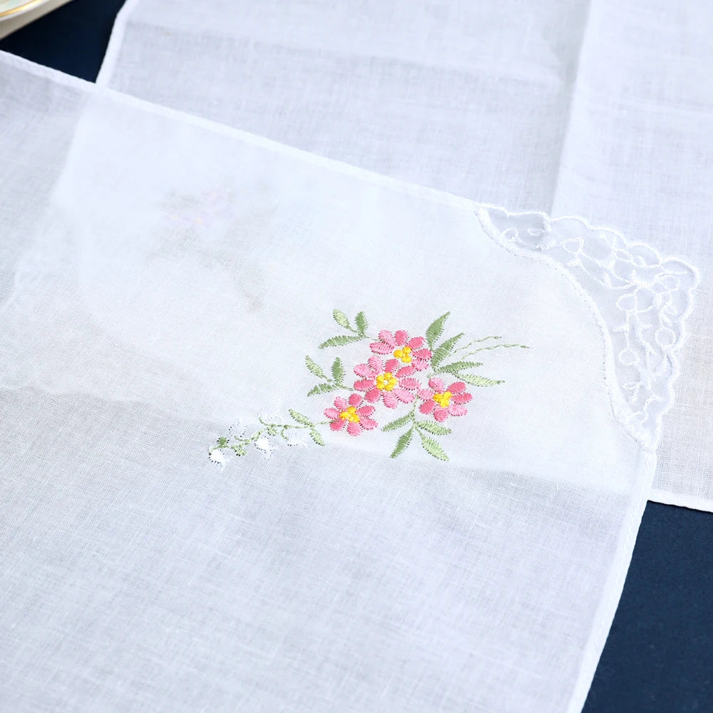 12-Pack Women's Cotton Lace Embroidered Handkerchiefs – Thin Soft Bridal & Mother's Day Gifts