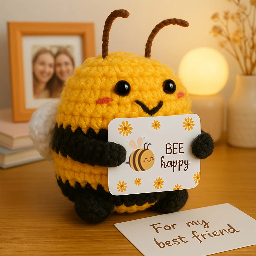 DIY Hand-Knit Bee Doll Keychain - Positive Energy Bag Charm & Home Decor Holiday Gift