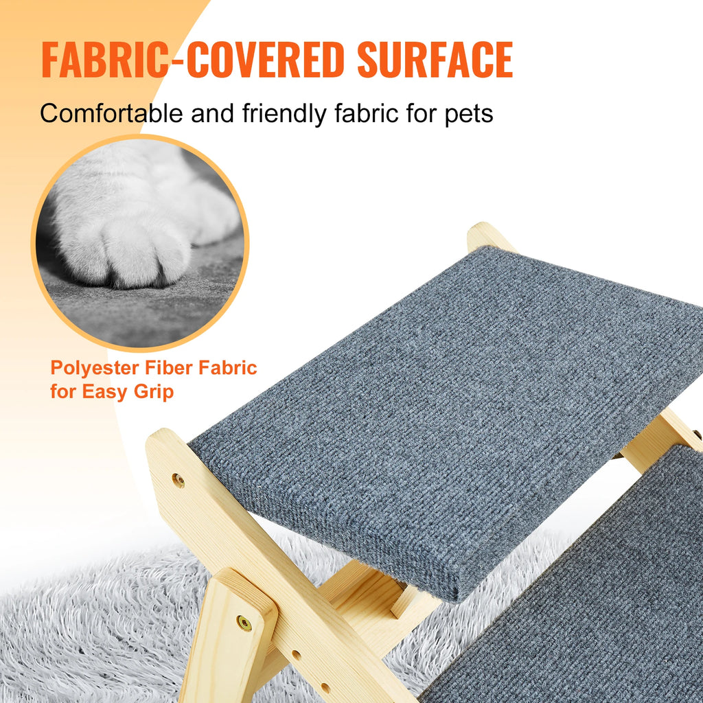 Foldable Wooden Pet Stairs & Ramp 2-in-1 — Pet Steps for Dogs & Cats, 30.9in x 18.5in x 25.5in (78.5 x 47 x 64.8 cm), Supports 150 lb (68 kg)