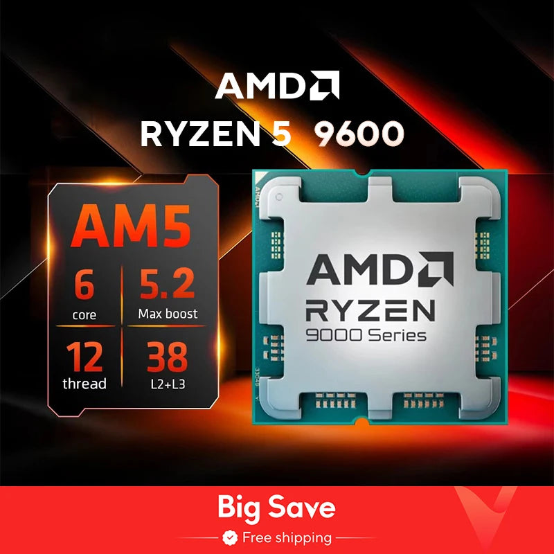 6-Core 12-Thread Desktop Processor 5.2GHz Boost | 38MB Cache | 12nm | 65W TDP | Socket AM5 | DDR5 PCIe 5.0 | No Cooler