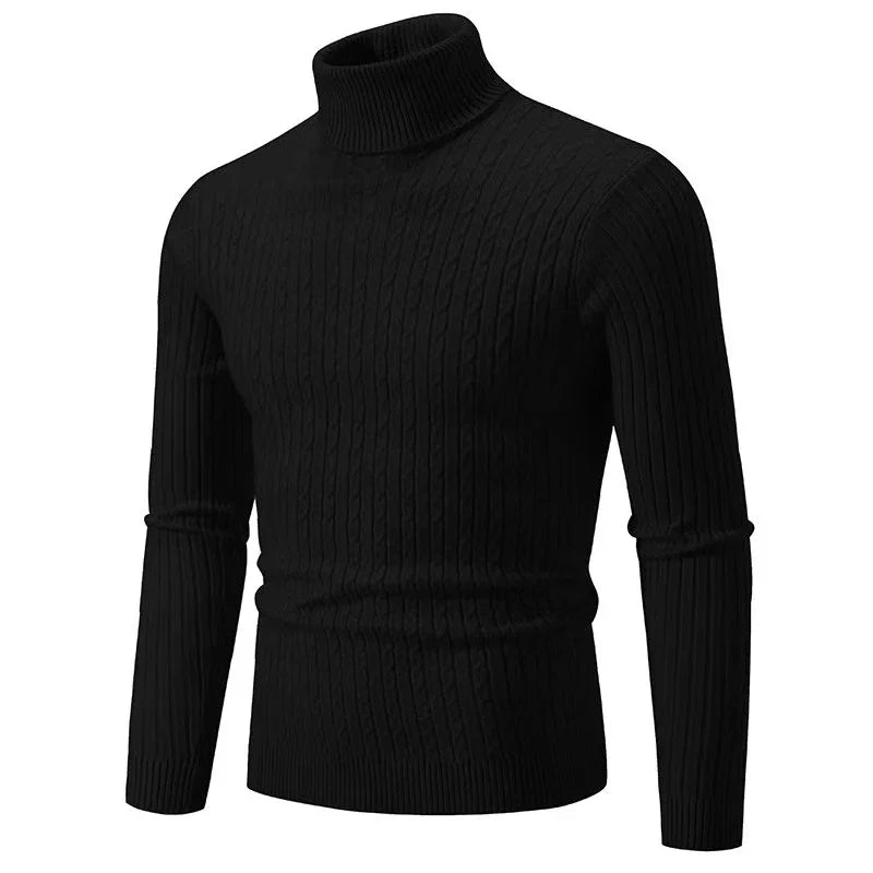 Men's High Neck Turtleneck Knit Sweater Pullover - Warm Argyle Casual Winter Top