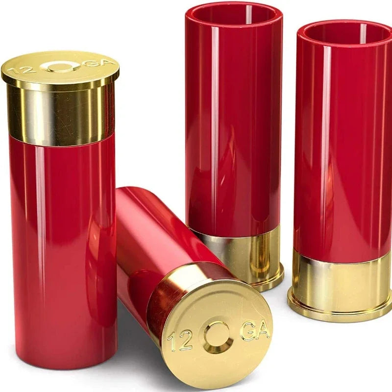 4-Pack Bullet Shot Glasses 36ml (1.2 fl oz) Plastic Shotgun-Shaped Party Drinkware
