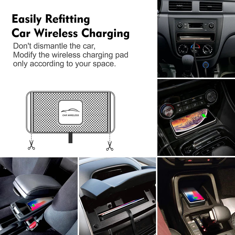 30W Qi Wireless Car Charger Pad – Silicone Non-Slip Fast Charging Mat for Qi-Compatible Phones