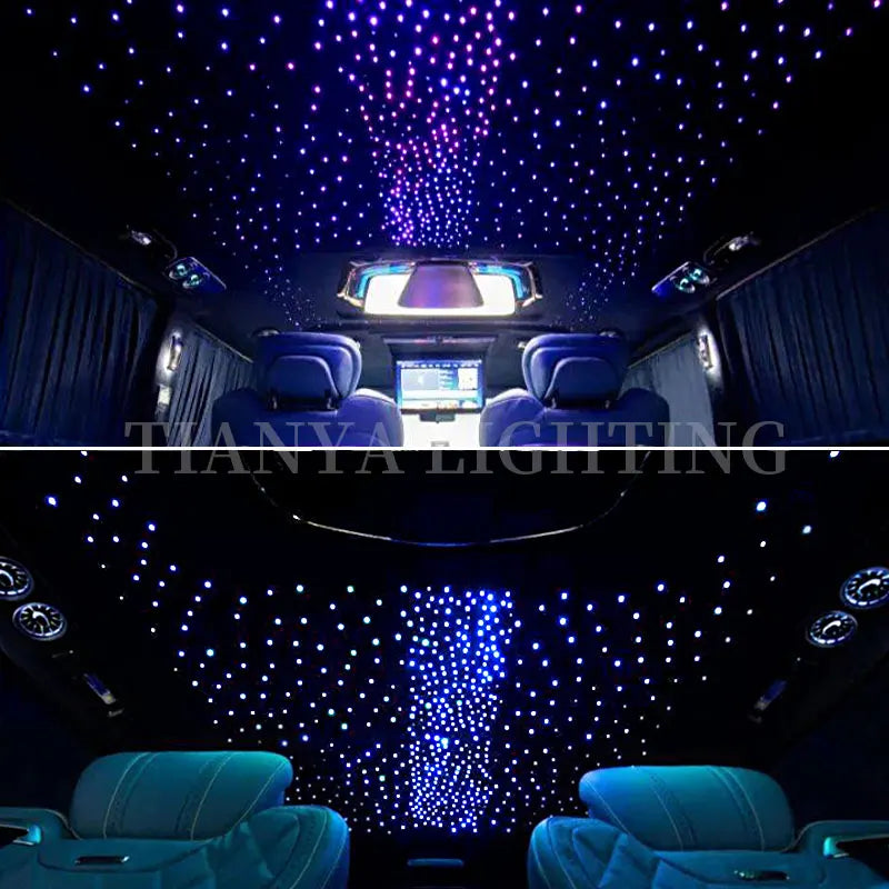 16W Twinkle Starry Sky Fiber Optic Star Ceiling Light Kit for Car & Home — RGBW LED, Bluetooth & RF Remote, 12V
