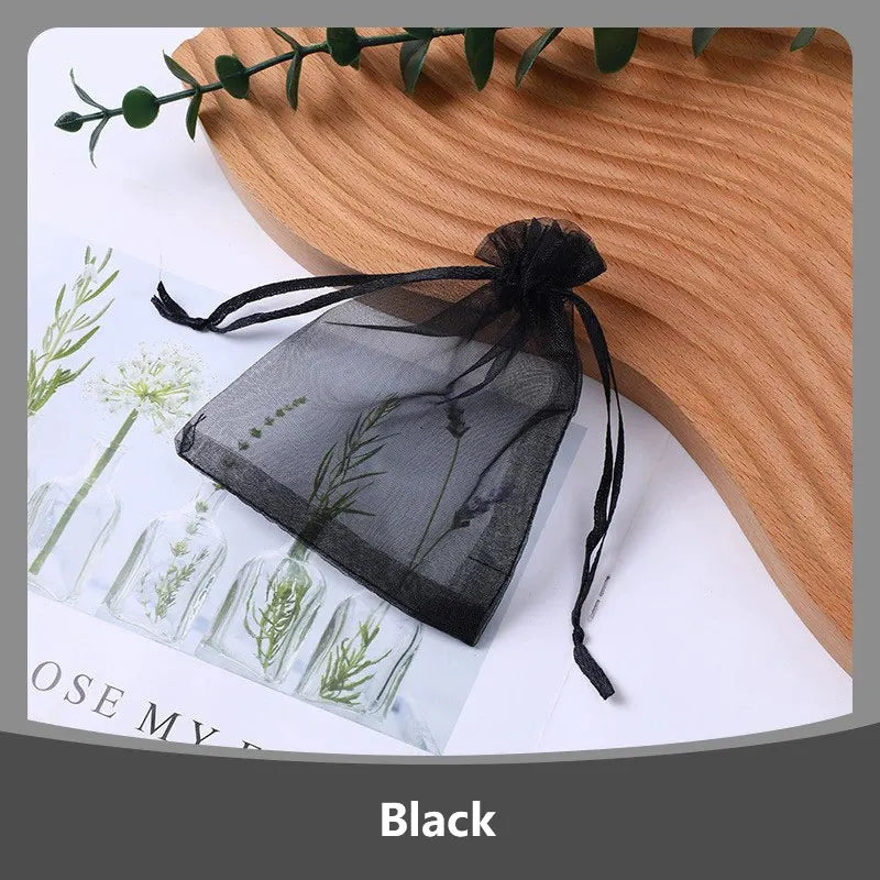 100-Pack Organza Drawstring Bags Assorted Sizes (7x9, 9x12, 10x15, 13x18 cm / 2.8x3.5, 3.5x4.7, 3.9x5.9, 5.1x7.1 in) - Jewelry & Gift Pouches for Wedding Party