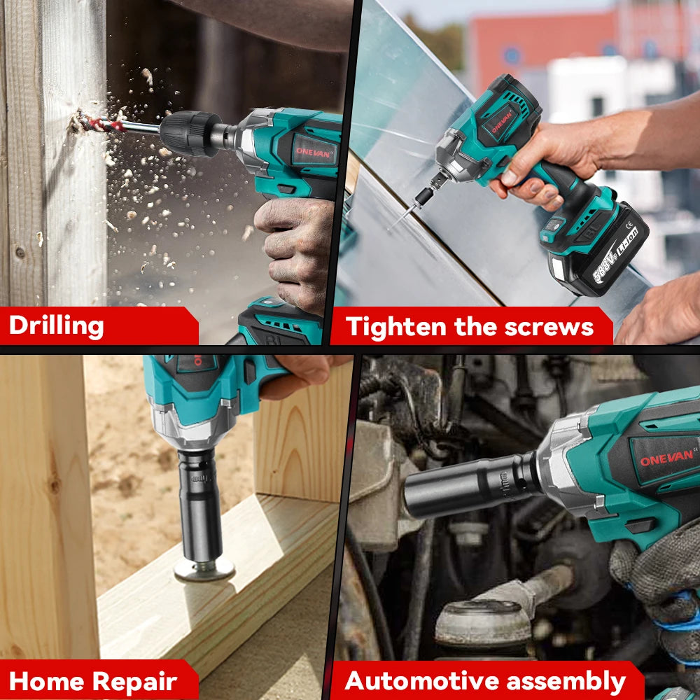 1200 N·m Brushless 1/2-Inch (12.7 mm) Cordless Impact Wrench – 18V Compatible, 3-Mode Portable Torque Tool
