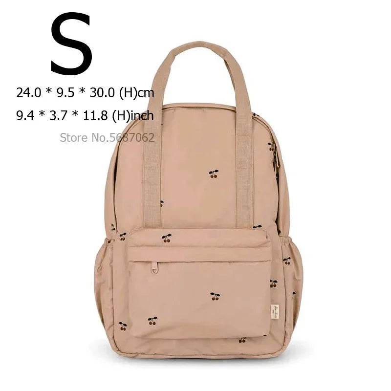 Cherry Parent-Child Kids Backpack — Kindergarten School Bag (Small & Large S/L) Lightweight Cotton Travel Bag for Boys, Girls & Moms