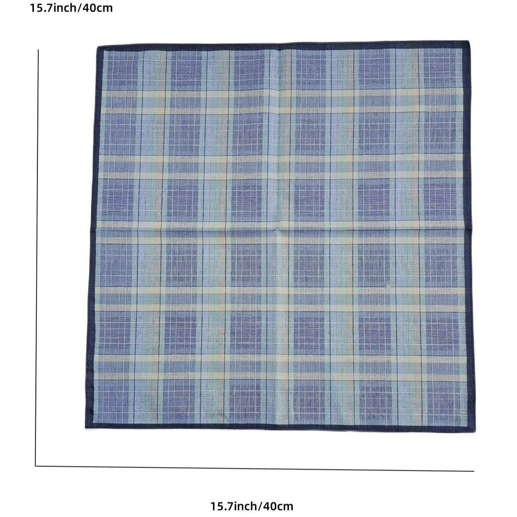 6-Pack Men's Plaid Cotton Handkerchiefs 15.7 in (40 cm) Thin Business Dress Pocket Squares - Soft, Sweat-Absorbent