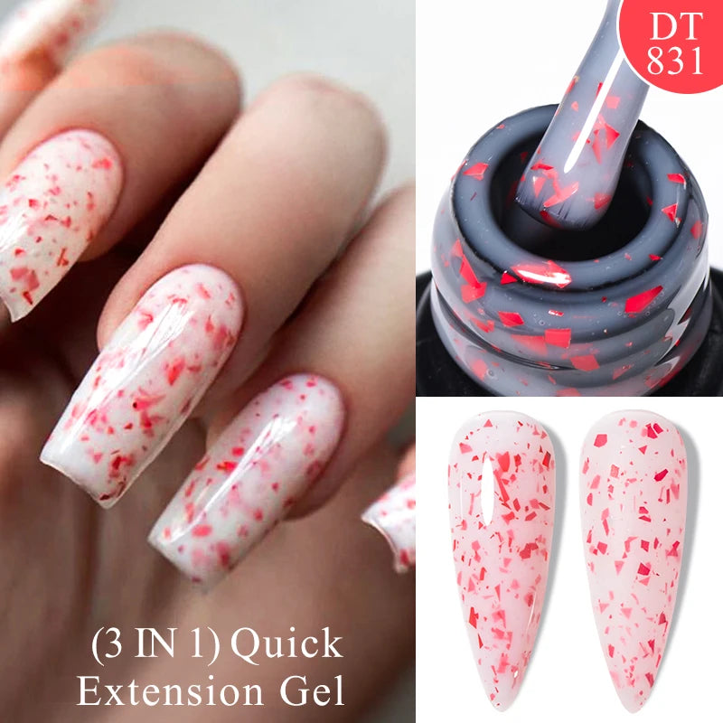 7ml Quick Extension Gel Nail Polish – Glitter Pink, Gold, Purple, Milky White | UV/LED Builder Gel for Nail Extensions