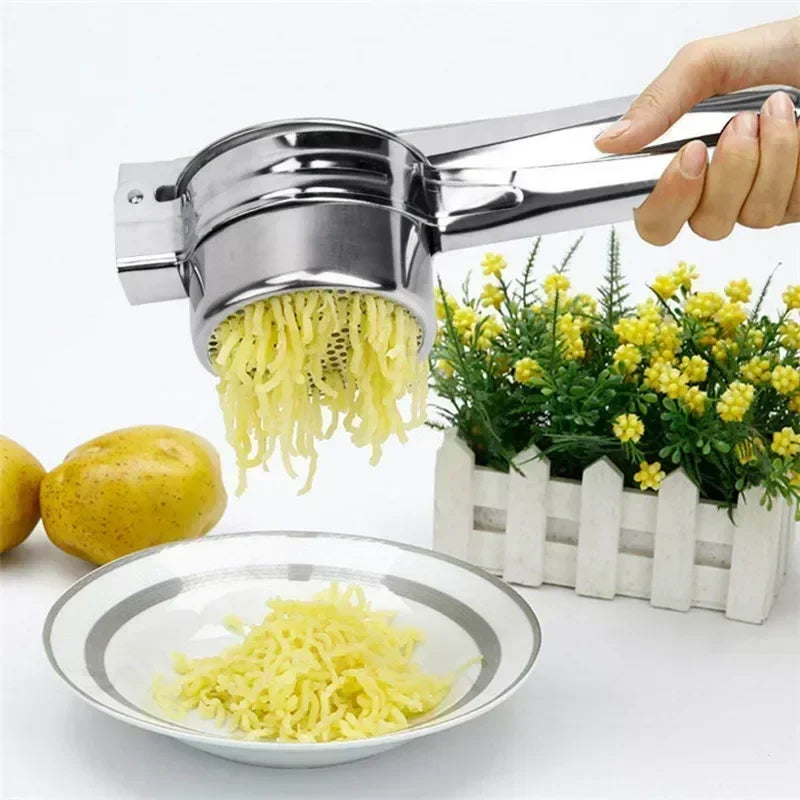 Stainless Steel Potato Ricer & Fruit Press - Handheld Masher for Mashed Potatoes, Purees & Juices