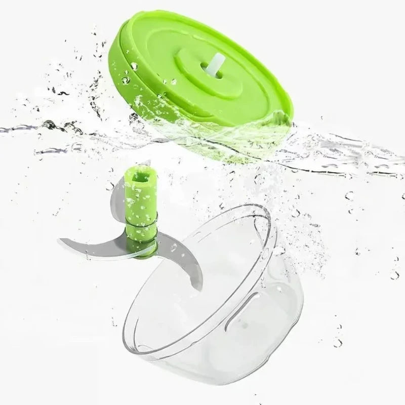 Manual Rope-Pull Food Chopper 500ml (17 fl oz) – Garlic Press, Vegetable & Meat Mincer