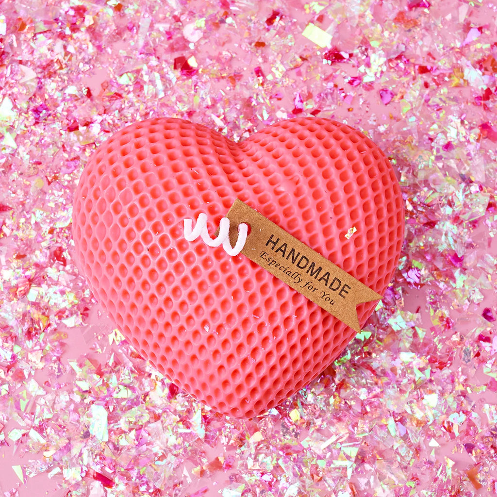 Grid Heart Silicone Mold S/M/L 3D Love Shape Candle and Soap Mold for DIY Valentine's Day Crafts