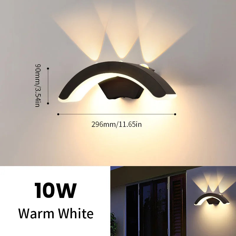IP66 Waterproof 10W LED Outdoor Wall Sconce - Warm White Garden Balcony Exterior Light AC 85-265V