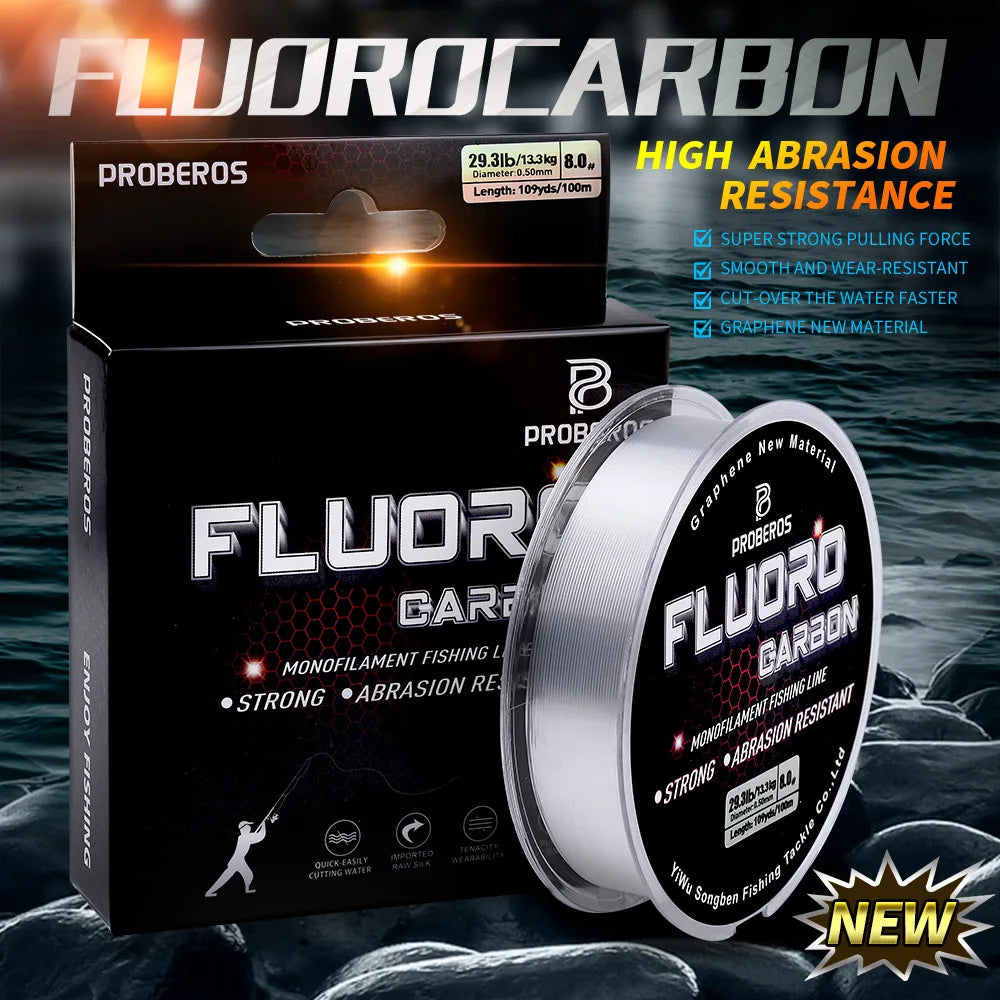 100m (328ft) Fluorocarbon Coated Carbon Fiber Monofilament Fishing Line Leader 2.2–29.3 lb (1–13.3 kg)