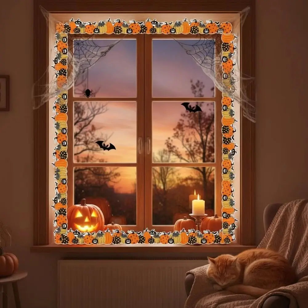 Halloween Pumpkin Border Sticker 10m (32.8 ft) x 7.6 cm (3 in) Self-Adhesive Scalloped Wave Trim