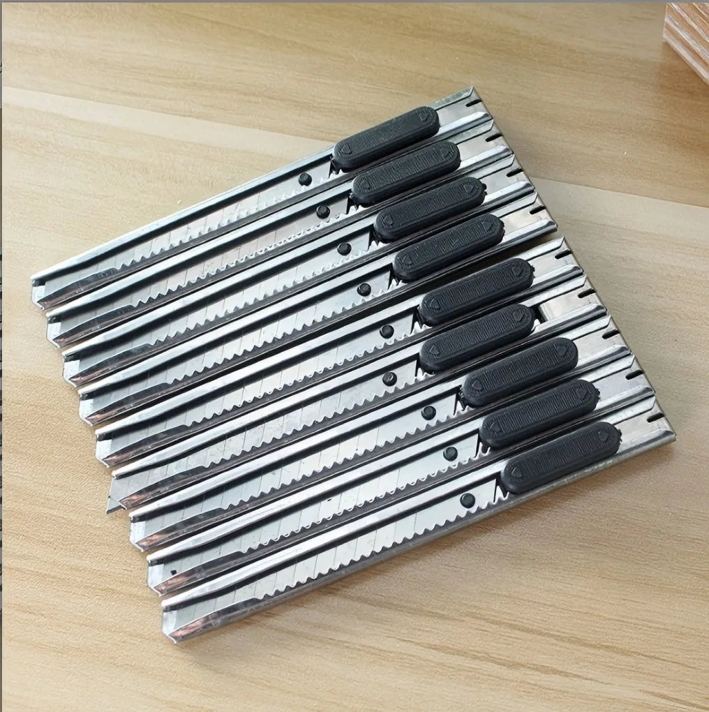15-Pack Retractable Utility Knife Set — 9mm (0.35 in) Stainless Steel Hobby Box Cutters