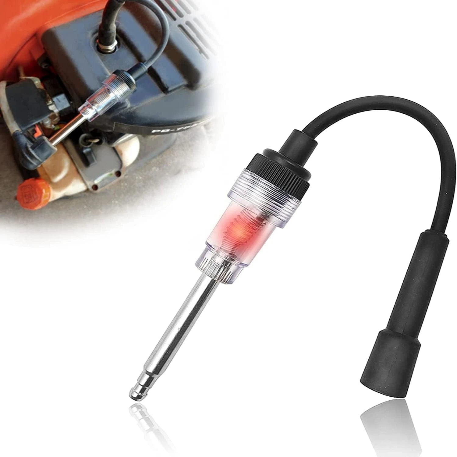 In-Line 12V Spark Plug Tester Ignition Coil Engine Test Light for Car Motorcycle Lawn Mower