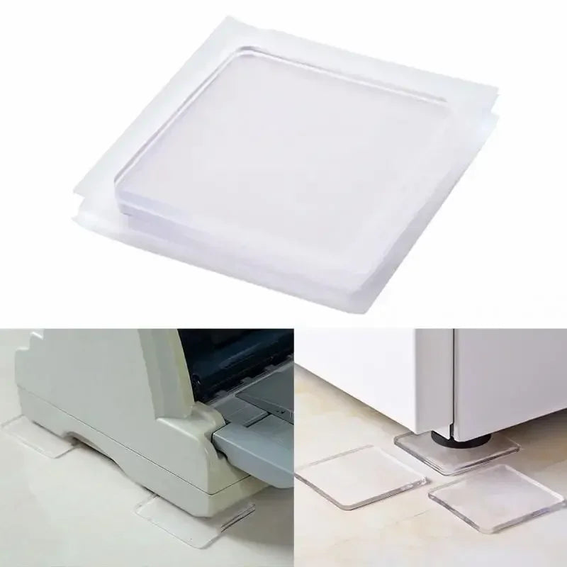 Anti-Vibration Non-Slip Silicone Pads for Washing Machine - 4-Pack Transparent 1.6 x 1.6 in (4 x 4 cm) Multi-Purpose Home & Bathroom Mats