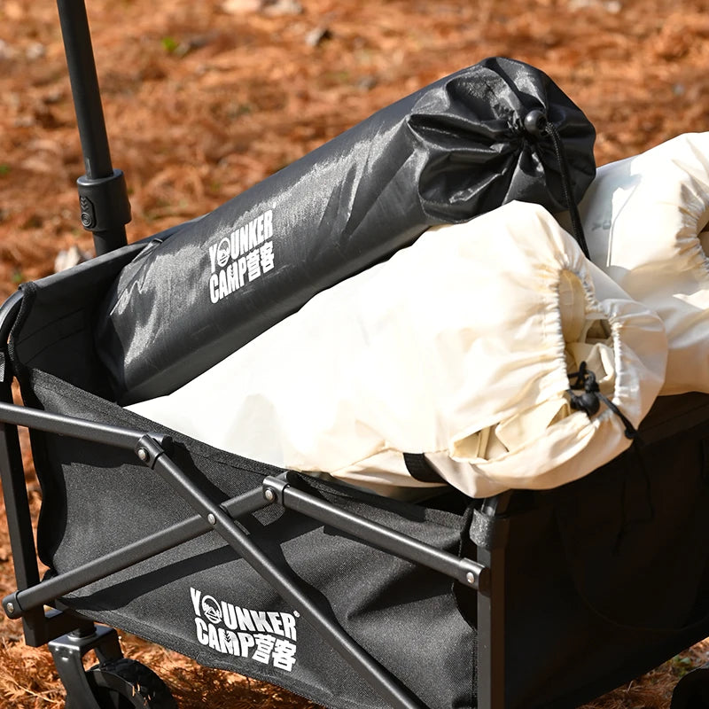 Collapsible Folding Beach Wagon Cart - Heavy-Duty Portable Utility Trolley for Camping & Outdoor (5-Inch Wheels)