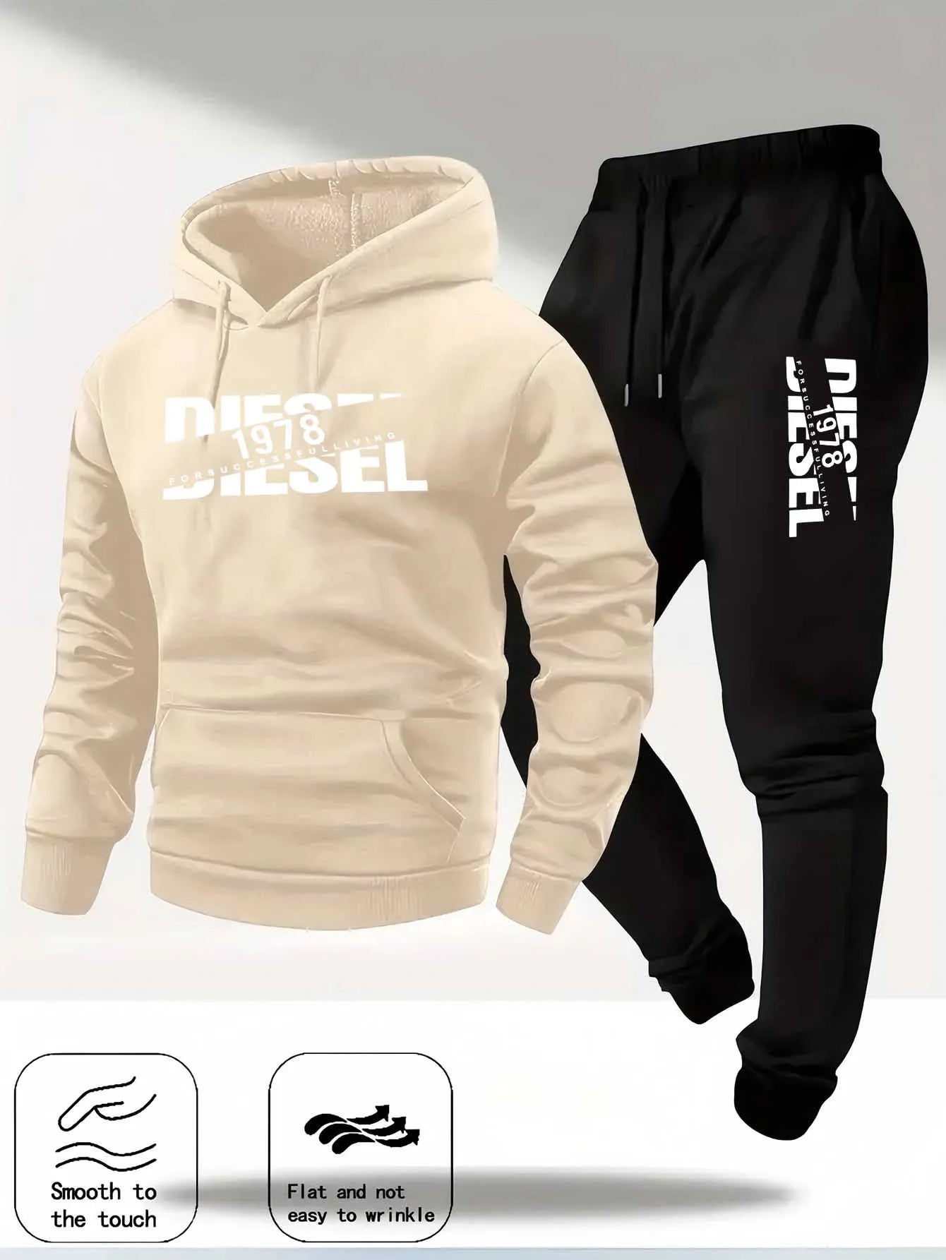 Men's Hooded Tracksuit Two-Piece Set – Casual Hoodie & Pants for Autumn/Winter