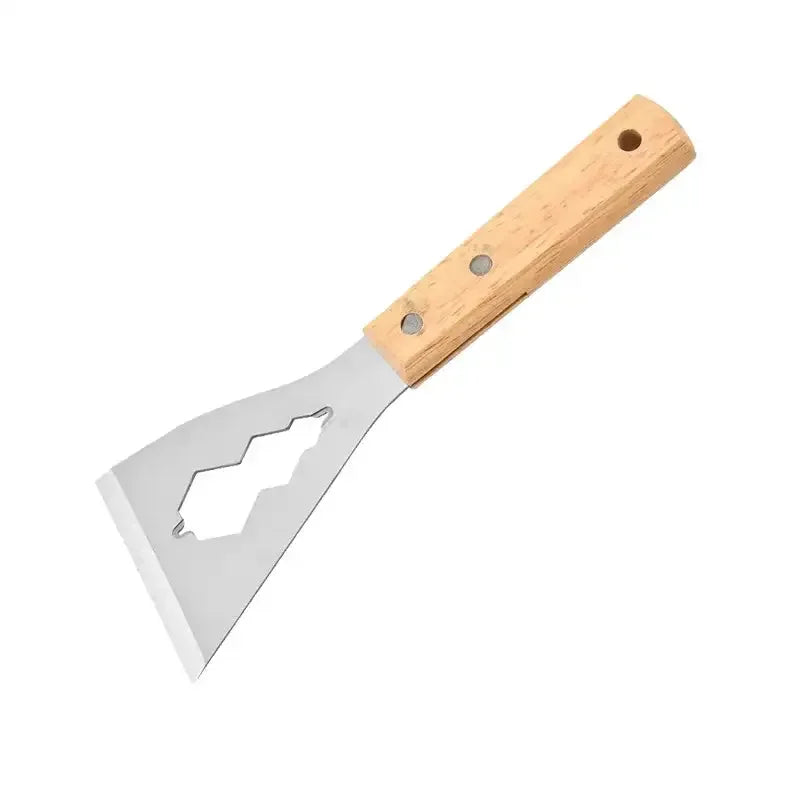 Multifunction Stainless Steel Putty Knife with Wooden Handle, Heavy-Duty Ash Scraper and Paint/Cement Scraper