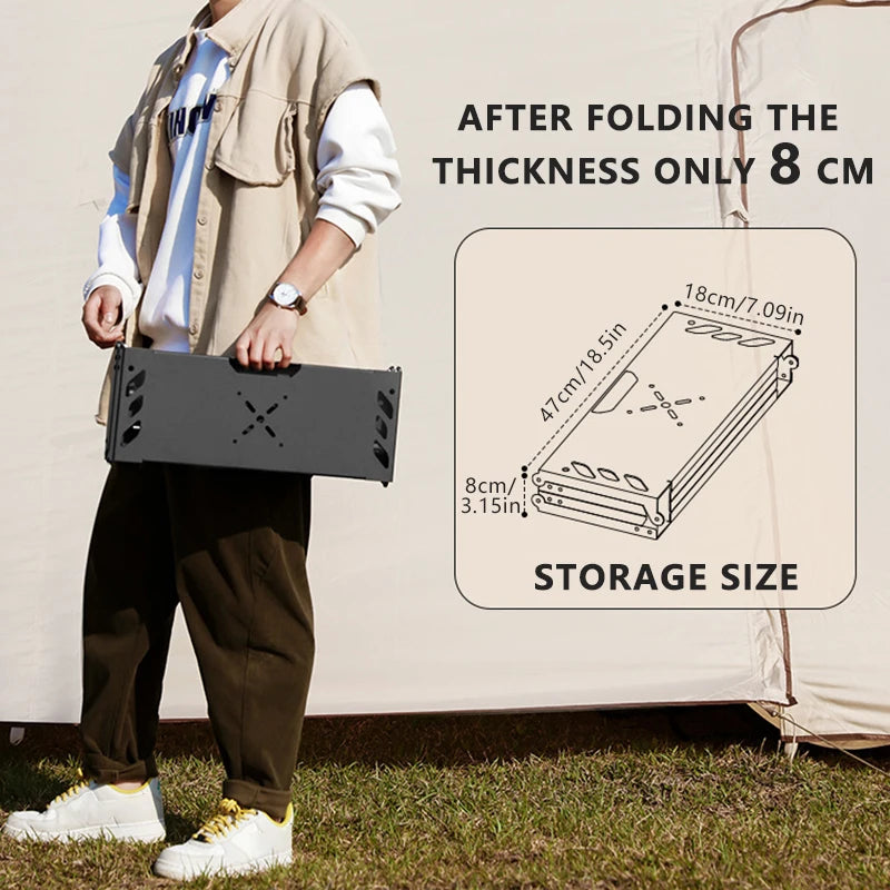Outdoor Folding Camping Table - Lightweight Aluminum Portable Picnic & Tactical Liftable Table for Hiking, BBQ, Travel