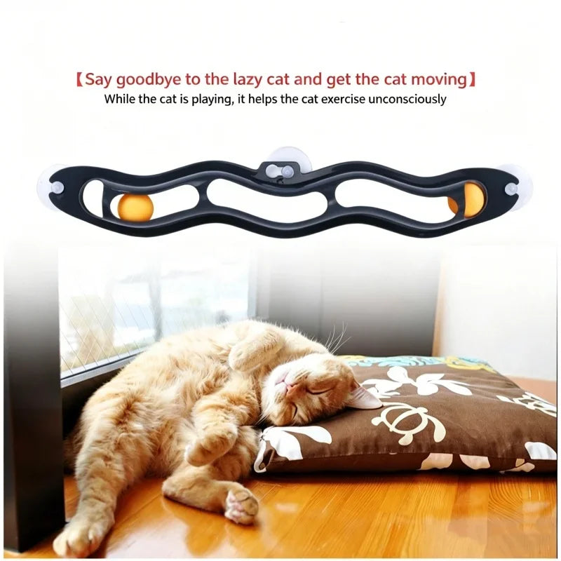 Window-Mounted Interactive Cat Track Toy with Suction Cups for Cats & Kittens