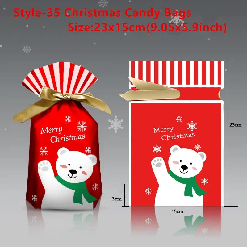 20/50-Pack Christmas Plastic Santa Gift Bags – Candy Packaging & Xmas Party Favor Bags