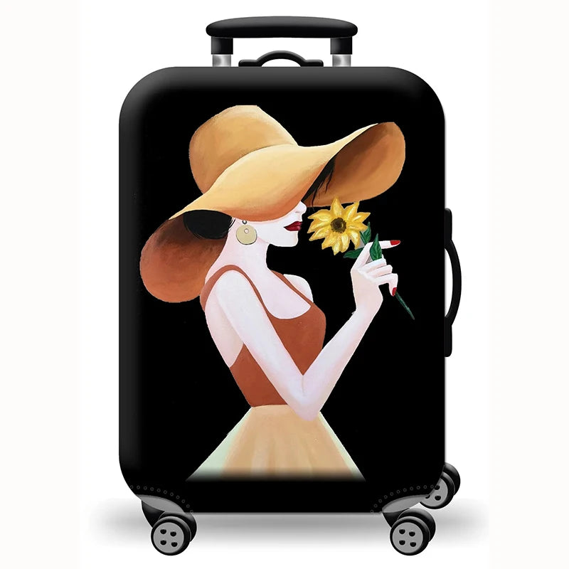 Elastic Stretch Printed Luggage Cover with Zipper & Buckle – Fits 18–32 Inch (46–81 cm) Suitcases – Durable Travel Trolley Protector