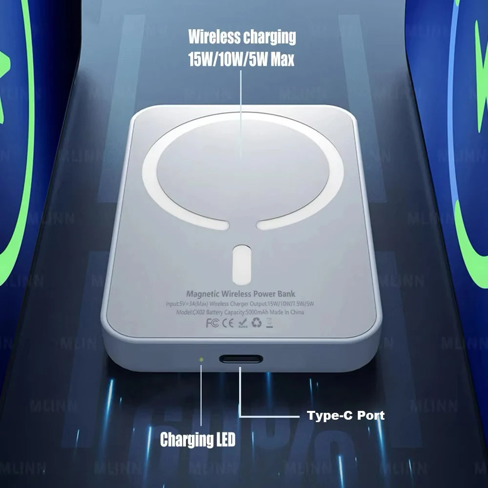 MagSafe Magnetic Wireless Power Bank 15W Portable Battery Pack for iPhone 5000/10000mAh