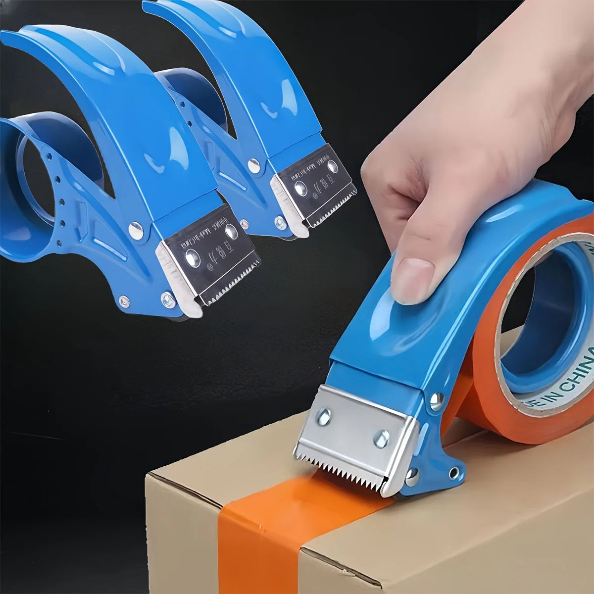 Handheld Metal Packing Tape Dispenser – Heavy-Duty 6 cm (2.36 in) Wide Shipping Tape Cutter, Reusable & Replaceable