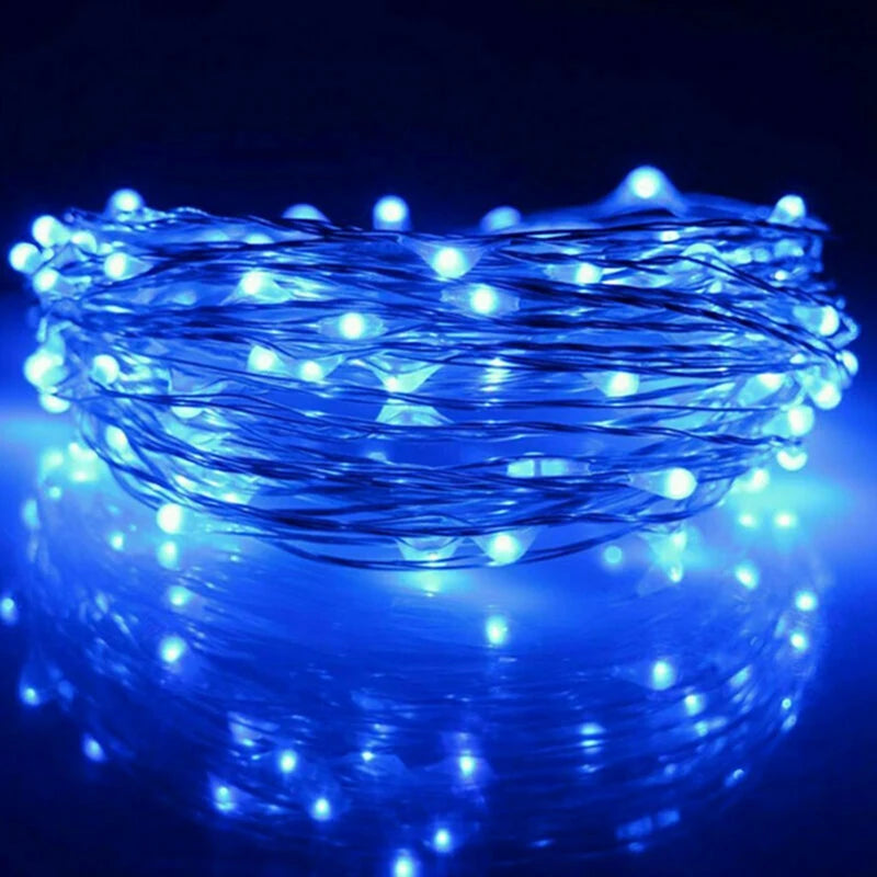 1-Pack Fairy LED Copper Wire String Lights — Battery Powered, 1/2/3/5/10M (3.3/6.6/9.8/16.4/32.8 ft) for Bedroom, Garden, Party and Wedding Decor