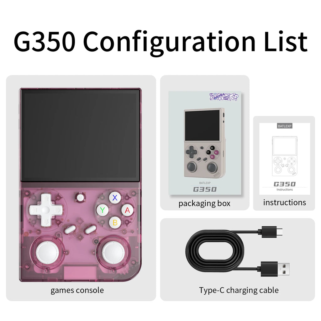 Retro Handheld Game Console 3.5-inch (8.9 cm) IPS Screen, Linux 64-bit, Dual Joystick, Vibration Motor, 64GB Built-in, Portable Retro Gaming Player