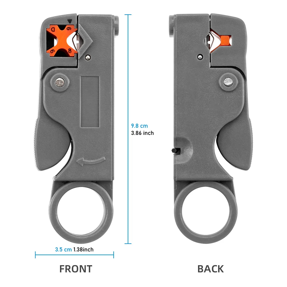 Coaxial Cable Wire Stripper Pliers – Adjustable V-Block for RG58 RG59 RG6, Carbon Steel, Includes Mini Hex Wrench