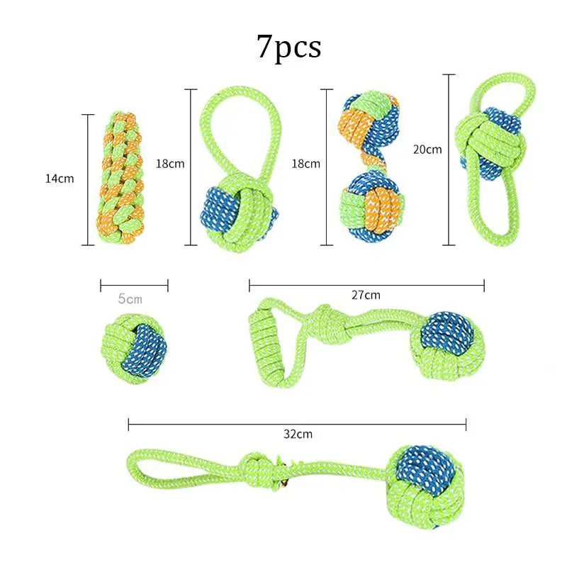 Bite-Resistant Rope Knot Chew Toy for Dogs & Cats — Teeth Cleaning, Boredom Relief & Training (4-Pack / 7-Pack)