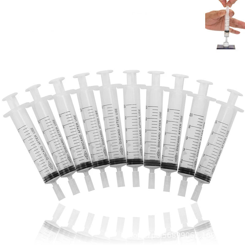10-Pack Disposable Plastic Syringes No Needle 5ml/10ml/20ml Liquid Measuring for Lab & Small Pet Feeding