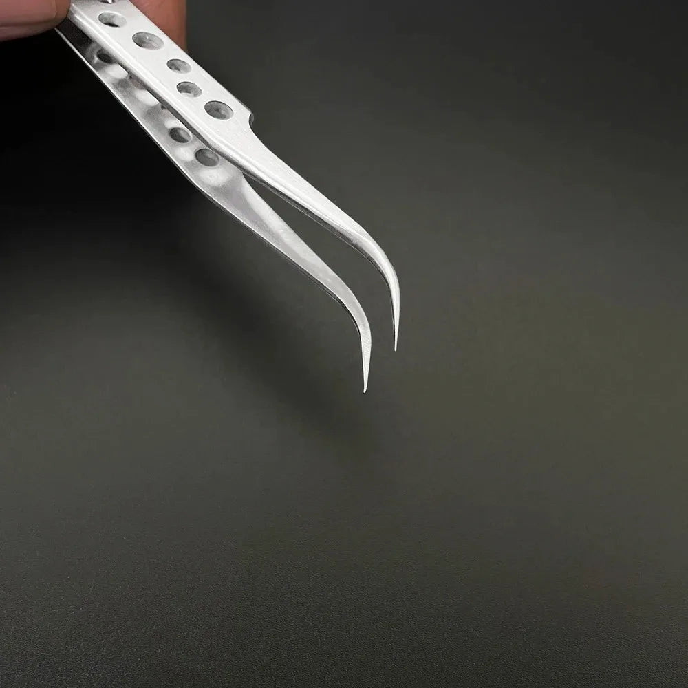 Anti-Static Precision Stainless Steel Tweezers Set - Curved & Straight Tips for Electronics & Phone Repair