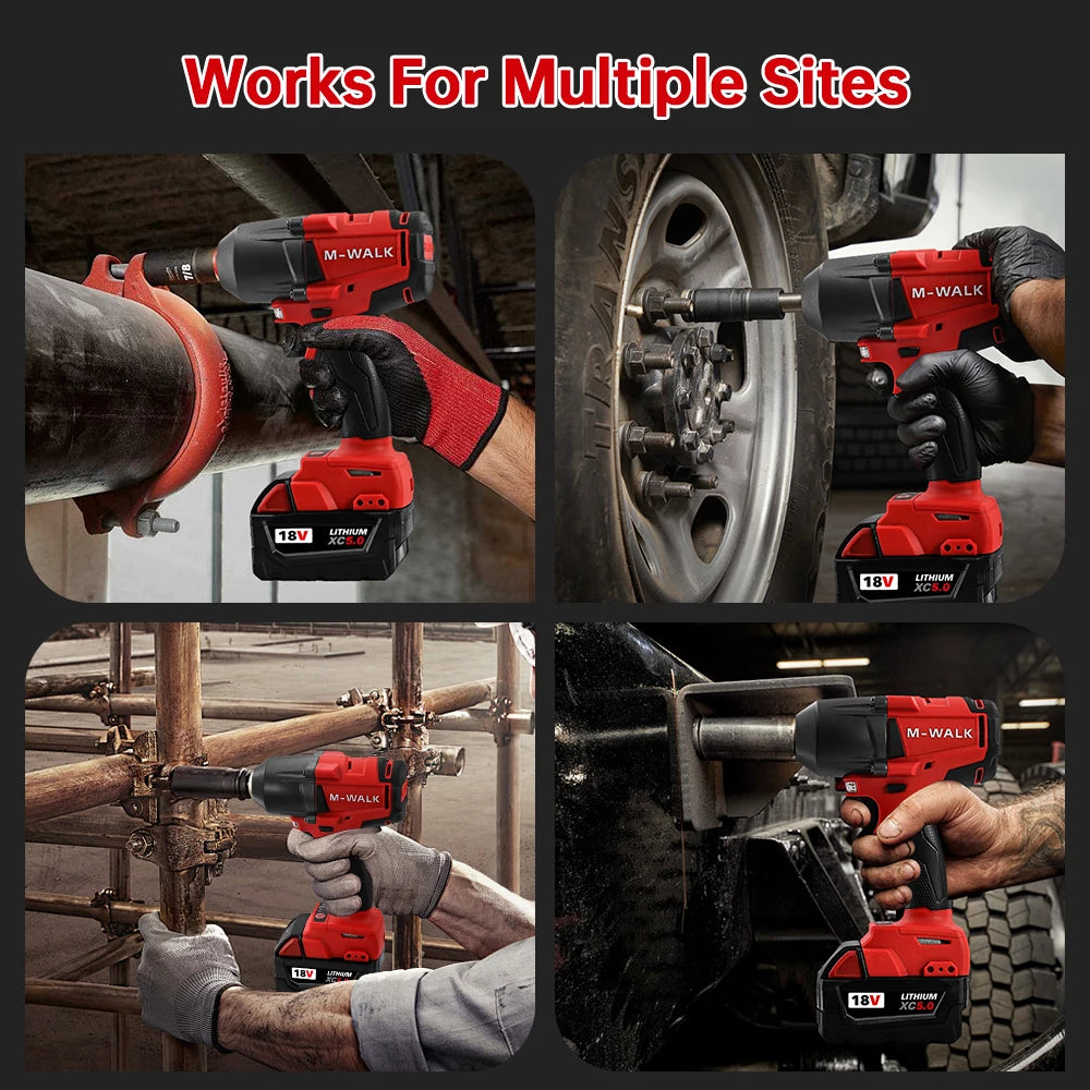 Mid-Torque Cordless Impact Wrench 18V Brushless 1300 N·m High-Speed Electric Power Tool for Car & Truck Repair