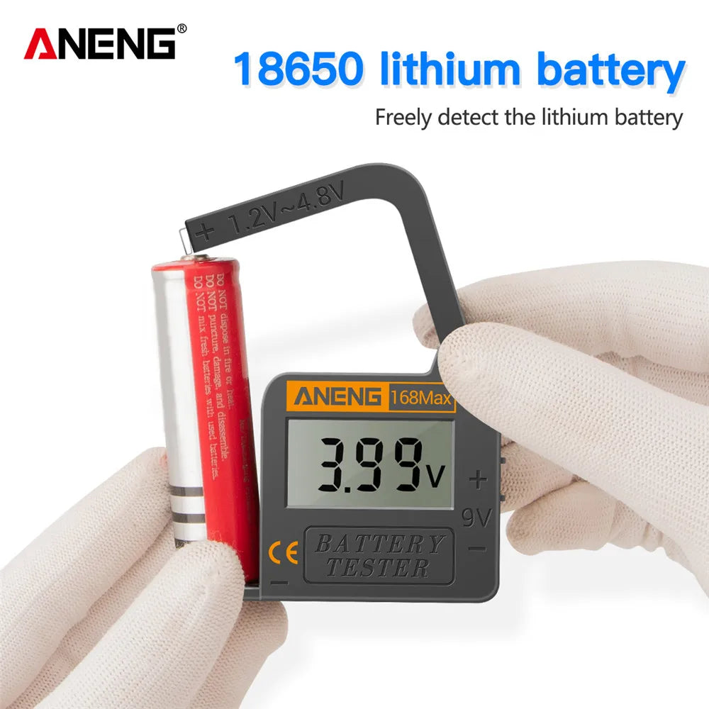 Universal Lithium Battery Tester Portable 1.2-9V LCD Battery Checker for AA AAA C D 9V 18650 & Button Cells