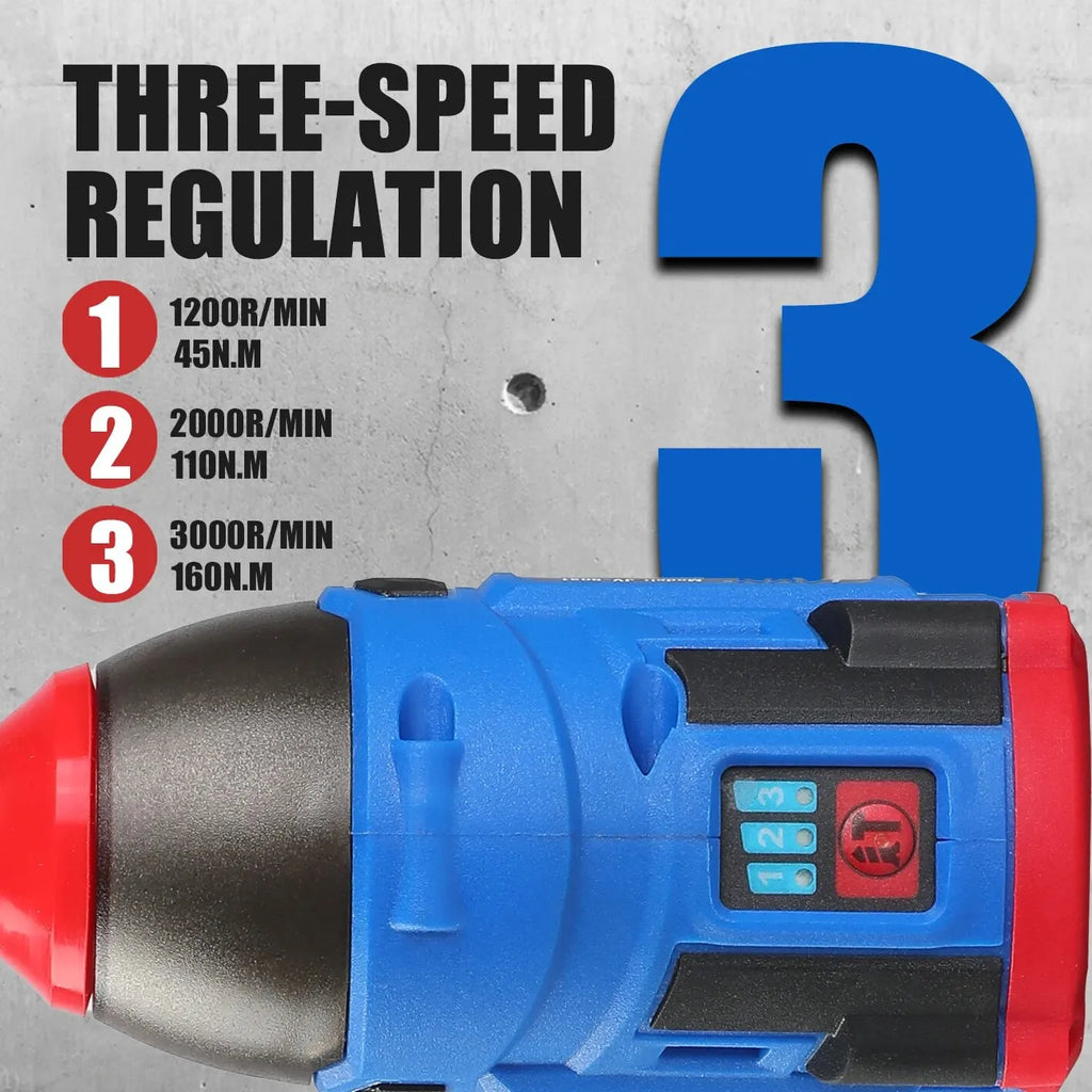 Brushless 16.8V Cordless Electric Screwdriver Drill — 160 N·m Torque Impact Multi-Function Power Tool