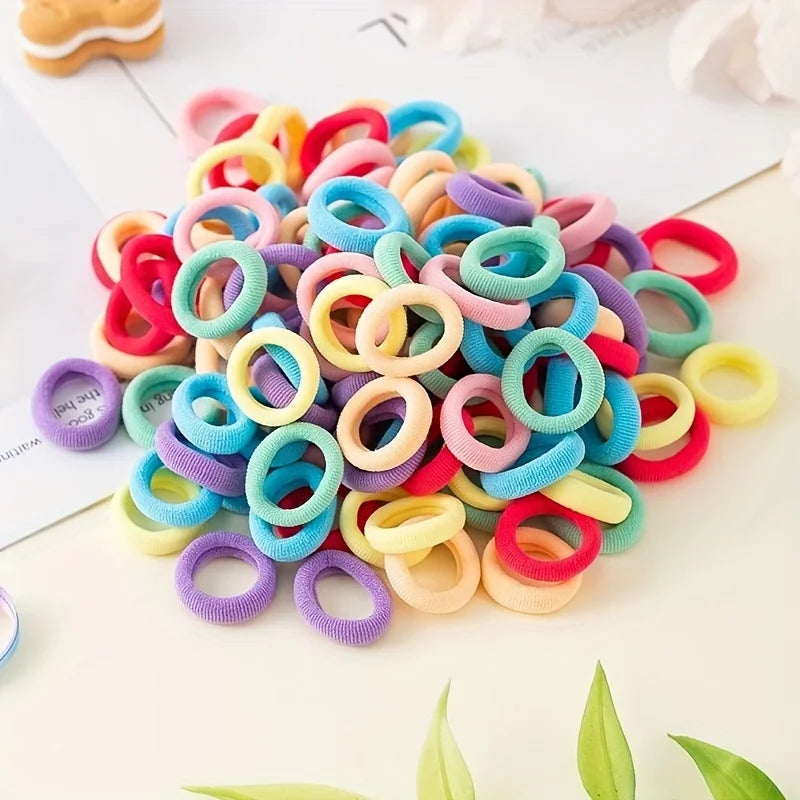 100-Pack Colorful Elastic Hair Loops Ponytail Holders – Nylon Hair Ties for Women & Girls Daily Wear
