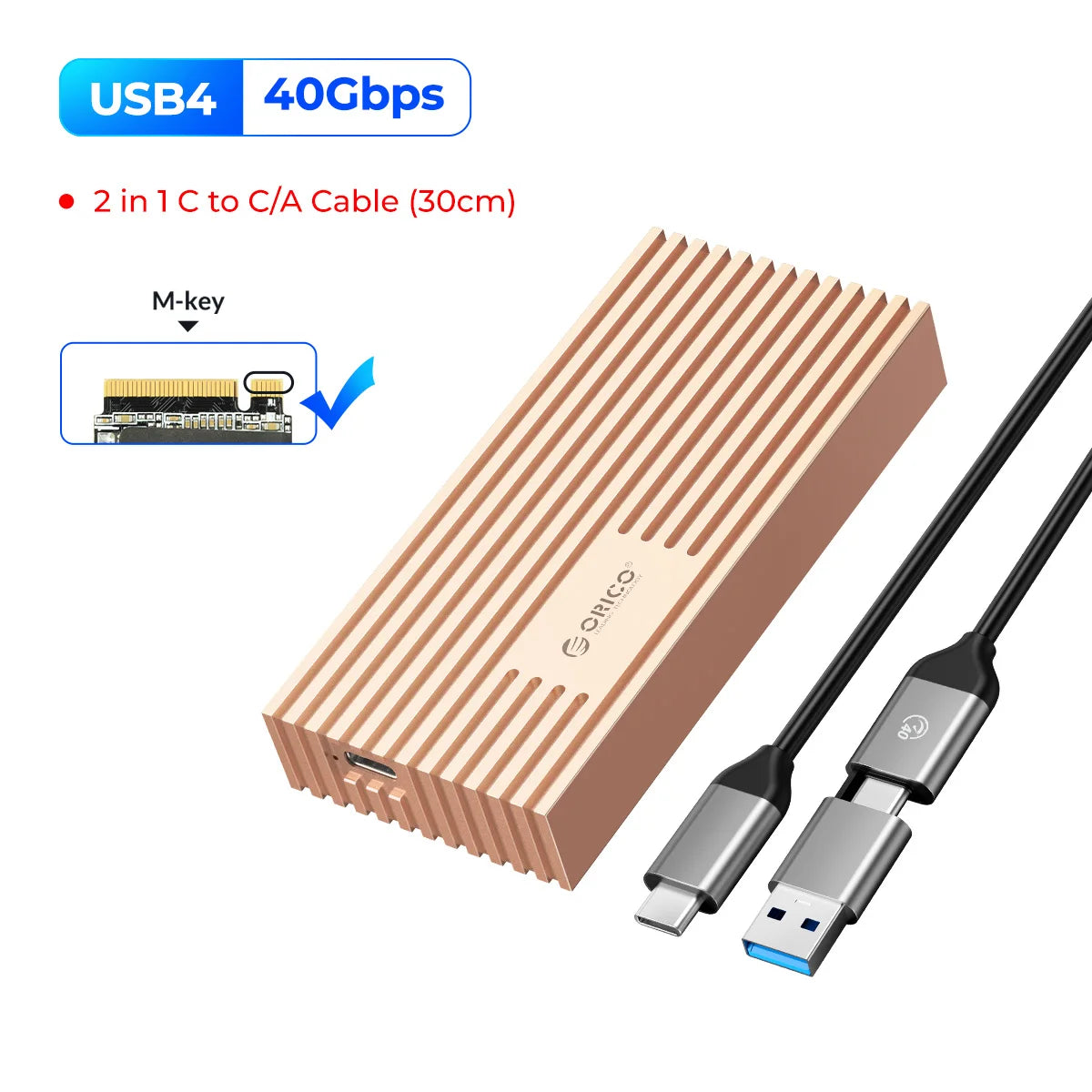 USB4 40Gbps NVMe M.2 SSD Enclosure — Thunderbolt 3/4 Compatible, USB-C