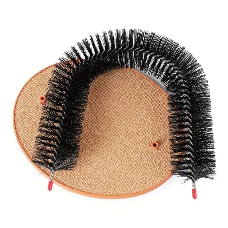 Cat Self-Grooming Arch with Massage Brush and Scratching Pad - Interactive Cat Toy
