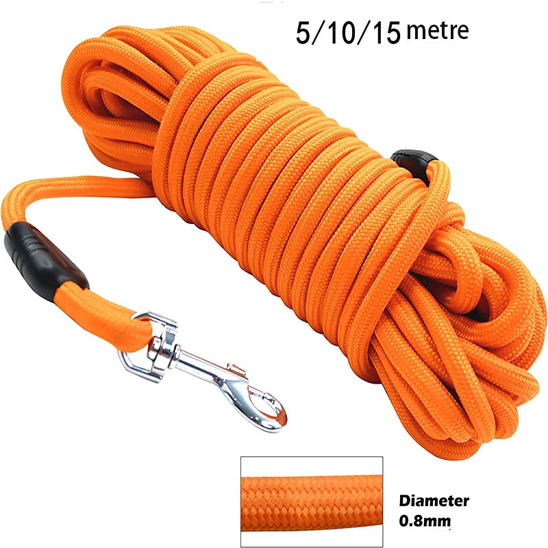 Heavy-Duty Nylon Dog Training Leash – 5m / 10m / 15m (16 / 33 / 49 ft) Long Recall & Agility Lead for Medium to Large Dogs